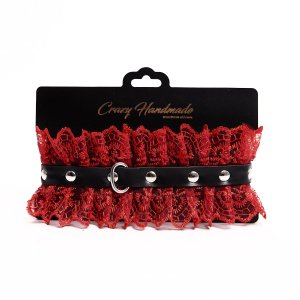 Ошейник "Crazy Hadmade" красное кружево